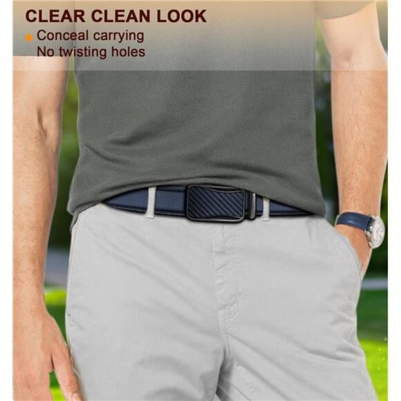 Mens Ratchet Belt 2 Units,Sliding Belt For Gift Mens Dress Casual 1 3/8",Size - Picture 6 of 7